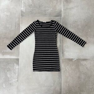 [SOLD] - Black Striped Long Sleeve Dress